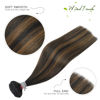 Picture of WindTouch Clip in Hair Extensions Human Hair Balayage Dark Brown to Chestnut Brown Highlights for Brown Hair 12Inch 70g #2T6P2 7PCS
