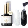 Picture of modelones Glitter Gel Top Coat, Iridescent Silver Mix Glitter Gel Polish No Wipe Top Coat Glossy Sparkly Finish Long Lasting Soak Off Rainbow Shimmer Glitter Gel Nail Polish Nail Art Gift, 10ml