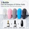 Picture of modelones Glitter Gel Top Coat, Iridescent Silver Mix Glitter Gel Polish No Wipe Top Coat Glossy Sparkly Finish Long Lasting Soak Off Rainbow Shimmer Glitter Gel Nail Polish Nail Art Gift, 10ml