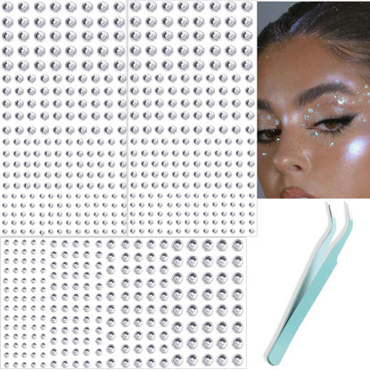 Picture of NOOEPC 660Pcs Face Gems Hair Gems, Self-Adhesive Face Jewels Eye Jewels Rhinestones 3/4/5/6 mm DIY Face Gems Stick on, Halloween Makeup Gems Rave Accessories for Face Eyes Makeup Body, Crafts