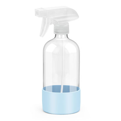 Picture of Rionisor Glass Spray Bottles with Silicone Sleeve Protection, Empty 16 oz Refillable Containers, Reusable Spray Bottles with Adjustable Nozzle for Hair, Cleaning Solutions, Essential Oils 1 Pack Blue