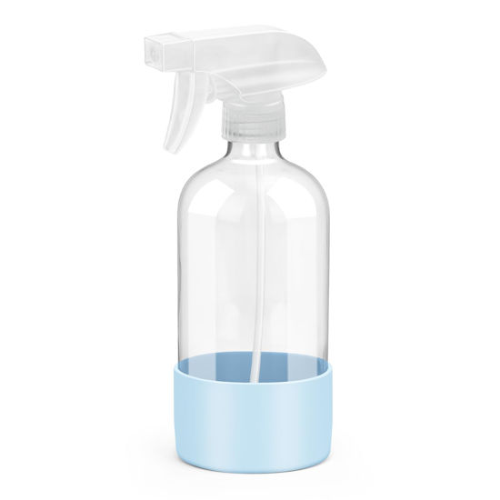 Picture of Rionisor Glass Spray Bottles with Silicone Sleeve Protection, Empty 16 oz Refillable Containers, Reusable Spray Bottles with Adjustable Nozzle for Hair, Cleaning Solutions, Essential Oils 1 Pack Blue