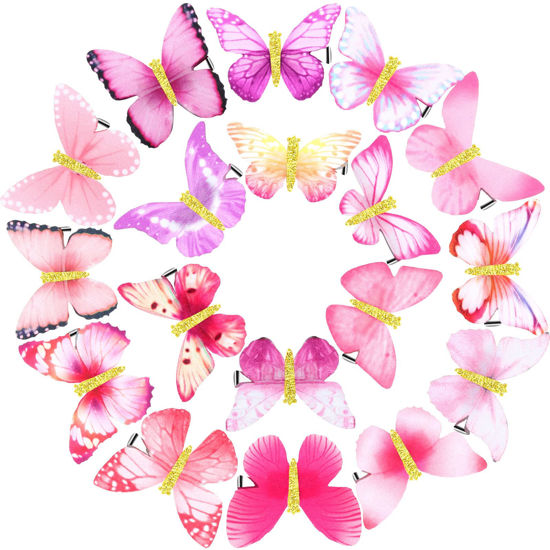 Picture of Boao 18 Pieces Glitter Butterfly Hair Clips for Girls Teens Women Hair Accessories (Stylish Styles)