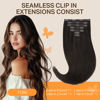 Picture of DOORES Hair Extensions Real Human Hair, Dark Brown 7pcs 110g 16 Inch, Seamless Clip in Hair Extensions Human Hair Clip in Hair Extensions Natural Straight Hair Invisi Edge Hair Extensions