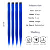 Picture of KGBFASS 16Pcs Blue Clip in Colored Hair Extensions 22inch Long Straight Party Highlights Colorful Hair Extension One Color Clip on Hairpieces for Women Girls