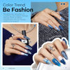 Picture of modelones Gel Nail Polish Set 6 Colors Blue Glitter Galaxy Dark Blue 9D Cat Eye Gel Nail Polish with Magnet Light Blue White Shimmer Pearl Soak Off Led Nail Art DIY Salon Gift For Women