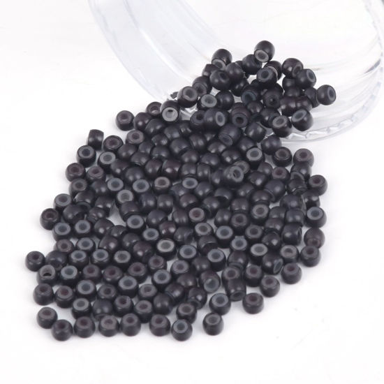 Picture of Vlasy 200Pcs Nano Rings Silicone Beads for Nano Ring Human Hair Extensions 5 Color Optional (Dark Brown)