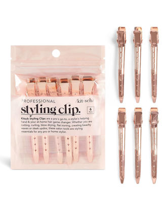 Picture of Kitsch Metal Duck Billed Hair Clips - Hair Styling Clips for Sectioning, Cutting, Coloring, Blow Drying and Makeup | Salon Quality Accessories - 6pcs (Rose Gold)