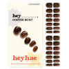 Picture of Heyhae Semi Cured Gel Nail Strips | Sun Cured Gel Nail Wraps No LED Lamp Needed Easy Apply & Remove | Includes 28 Strips, 1 Prep Pad, 1 Nail File & 1 Wooden Stick - Hey, Coffee Run?