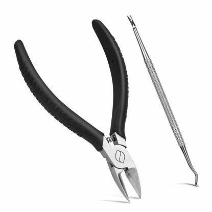 Picture of FERYES Straight Blade Toenail Clippers with Toenail Lifter and Fork - Toe Nail Clipper for Thick Toenails - 2 in 1 Ingrown Toenail Tools Kit