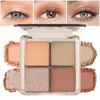Picture of Eyeshadow Quads Blendable Glitter Matte Eyeshadow Palette, Orange Khaki Nude Champagne Gold Sparkly Four Eyeshadow Palette Makeup,Everyday Nature Long-Lasting Waterproof Women Girls Eye Shadow 3#
