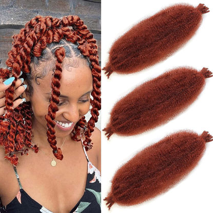 Picture of Pre Separated Springy Afro Twist Hair 16 Inch 3 Packs Ginger Pre Fluffed Spring Twist Hair For Distressed Soft Locs Afro Twist Hair Natural Marley Twist Braiding Hair Extensions (16 Inch 3Pcs, 350#)