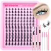 Picture of wiwoseo Manga Lash Clusters Kit Fairy Eyelash Extension Kit Anime Cluster Eyelash Extensions D Curl Lashes Clusters Spike Individual Lashes Natural Look with Lash Bond and Seal Waterproof (8-16MM)