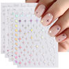 Picture of JMEOWIO 12 Sheets Aurora Nail Art Stickers Decals Self-Adhesive Pegatinas Uñas Glitter Holographic Star Heart Nail Supplies Nail Art Design Decoration Accessories