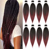 Picture of Pre-Stretched Braiding Hair Extension Ombre Black to Burgundy Professional Crochet Braiding Hair 26 Inch 8 Packs Hot Water Setting Perm Yaki Synthetic Hair For Twist Braids (26inch,#1B/Bug)