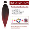 Picture of Pre-Stretched Braiding Hair Extension Ombre Black to Burgundy Professional Crochet Braiding Hair 26 Inch 8 Packs Hot Water Setting Perm Yaki Synthetic Hair For Twist Braids (26inch,#1B/Bug)