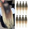 Picture of ShowCoco Braiding Hair Pre Stretched 32 Inches -8 Packs Itch Free Synthetic Fiber Crochet Twist Braids Yaki texture Braiding Hair Extensions (32inch,1B/27/613#)