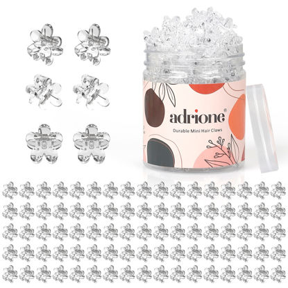 Picture of ADRIONE Clear Mini Hair Clips - 100 Pack Small Decorative Flower Clips for Women, Girls, Teens, Kids, Baby, Toddler