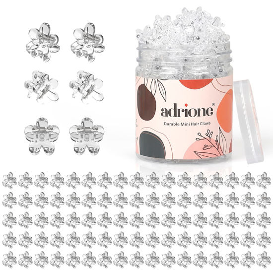Picture of ADRIONE Clear Mini Hair Clips - 100 Pack Small Decorative Flower Clips for Women, Girls, Teens, Kids, Baby, Toddler