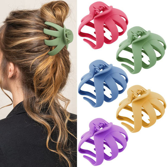 Picture of ATODEN Extra Large Claw Clips for Thick Hair - 5Pcs Jumbo Octopus Hair Clips, 3.15" Big Hair Claws for Women and Girls, Assorted Colors