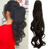 Picture of OMGREAT Claw on Ponytail Clip in Hair Extensions Straight Curly Wavy Hair Piece Long Pony Tail 18" & 150g Curly - Dark Brown