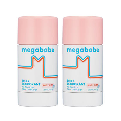 Picture of Megababe Daily Deodorant - Rosy Pits | 72 hour Odor Protection | Aluminum-Free, Clear & Clean | 2.6 oz - 2 Pack