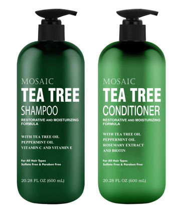 Picture of Tea Tree Shampoo and Conditioner Set for Hair Growth, Thinning Hair Loss Treatments Women & Men, Thickening Products, Paraben & Sulfate Free 20.2 FL Oz Each.