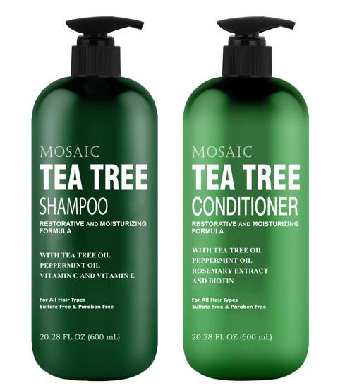 Picture of Tea Tree Shampoo and Conditioner Set for Hair Growth, Thinning Hair Loss Treatments Women & Men, Thickening Products, Paraben & Sulfate Free 20.2 FL Oz Each.