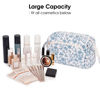 Picture of Narwey Cute Floral Makeup Bag Wide-open Make up Bag Travel Cosmetic Organizer Toiletry Bag for Cosmetics Toiletries Accessories (Little Blue Flower)