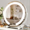 Picture of ROLOVE Vanity Mirror with Lights, 12 Inch Light Up Makeup Mirror, LED Makeup Mirror with Lights for Bedroom Tabletop, Smart Touch Control 3 Colors Dimmable, 360° Rotation, White