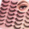 Picture of False Lashes Clear Band Faux Mink Lashes Fluffy Wispy Eyelashes Cat Eye 16mm Natural D Curl Lashes Cat Eye Strip Eyelashes Pack by Kiromiro, 14 Pairs