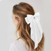 Picture of Kivzex Hair Bow Clip for Women - White Silky Satin Hair Bow Hair Clips Long Tail Cute Hair Ribbon Coquette Bows Barrettes for Girls