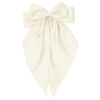 Picture of Big Beige Silky Satin Hair Bows with Long Tail Ribbon Barrettes for Women and Girls - Cute Coquette Hair Clips