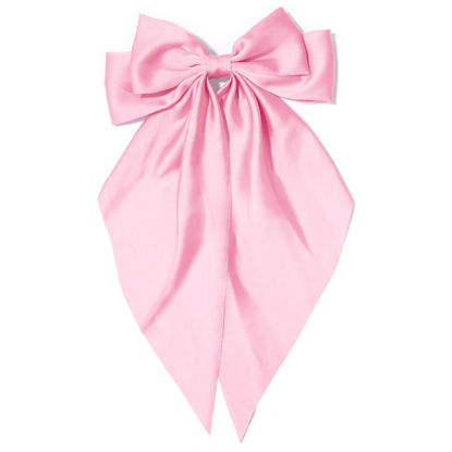 Picture of Large Hair Bows for Women Pink Silky Satin Hair Bow Hair Clips Long Tail French Hair Ribbon Coquette Bows Hair Barrettes for Girls