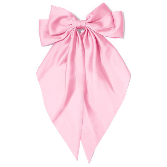Picture of Large Hair Bows for Women Pink Silky Satin Hair Bow Hair Clips Long Tail French Hair Ribbon Coquette Bows Hair Barrettes for Girls