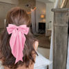 Picture of Large Hair Bows for Women Pink Silky Satin Hair Bow Hair Clips Long Tail French Hair Ribbon Coquette Bows Hair Barrettes for Girls