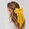 Picture of Kivzex Hair Clip - Big Hair Bow in Yellow Satin with Long Tail - Cute Hair Ribbon for Women and Girls - French Hair Barrettes for Any Occasion