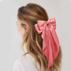 Picture of Big Watermelon Red Silky Satin Hair Bows for Women - Long Tail Cute Ribbon Coquette Hair Clips and Barrettes for Girls