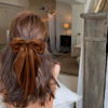 Picture of Large Hair Bows for Women Coffee Silky Satin Hair Bow Hair Clips Long Tail Oversize Hair Ribbon Coquette Bows Hair Accessories for Girls