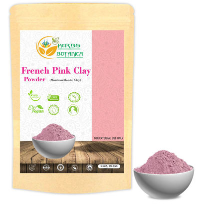 Picture of Herbs Botanica French Pink Clay/Rose Clay Powder Montmorillonite Kaolin Clay Powder Healing Clay for Face Mask Skin Care Detox, For Soap Making Clay French Skincare150 gms / 5.3 oz
