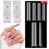 Picture of No C Curve Square Refill Nail Tips, 3XL Long Clear Straight Tapered Square Gel Nail Tips, 200Pcs（Fixed Size No. 3.4.5.6 With Bag）Half Cover Acrylic Nail Tips Coffin Nails Tips for Nail Art Salon