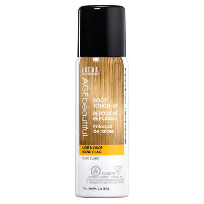 Picture of AGE beautiful Root Touch Up Hair Color Spray | Touch-Up Gray Concealer | Temporary Cover Up | Adds Volume & Covers Thinning Patches | Water, Sweat, Stain Resistant | Light Blonde | 2 Fl Oz