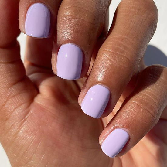 Picture of GLAMERMAID Press on Nails Extra Short Squoval, Spring Summer Purple Glue on Gel Nails, 24Pcs Glossy Round Reusable UV Finish Fake Nails Acrylic False Nails Manicure Kits for Women Gift