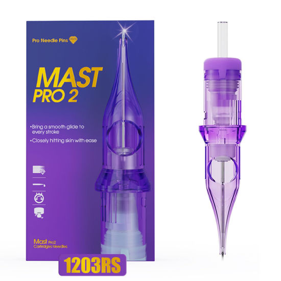 Picture of Mast Pro2 Tattoo Needles Cartridges, Pro Needles Pins for Super Aritsts, 20 Count, Disposable Round Shader 1203RS