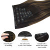 Picture of DOORES Clip in Hair Extensions, Dark Brown to Chestnut Brown 7pcs 110g 22 Inch, Hair Extensions Real Human Hair Seamless Clip in Hair Extensions Straight Invisi Edge Hair Extensions