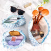 Picture of ZLFSRQ 3Pcs Checkered Makeup Bag for Women Large Cosmetic Bag Set Travel Toiletry Bag Makeup Pouch Bag for Purse Blue Zipper Storage Bag Organizer Cute Small Aesthetic Girls Car Essentials Bag