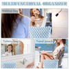 Picture of ZLFSRQ 3Pcs Checkered Makeup Bag for Women Large Cosmetic Bag Set Travel Toiletry Bag Makeup Pouch Bag for Purse Blue Zipper Storage Bag Organizer Cute Small Aesthetic Girls Car Essentials Bag