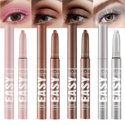 Picture of Jolilab Eyeshadow Stick Set, 4 Colors Matte Professional Bright-Colored Contouring and Highlight Eyeshadow Stick, Cream Eyeshadow Waterproof Long Lasting High Pigmented Eye Shadow. (4, 01+05+06+07)