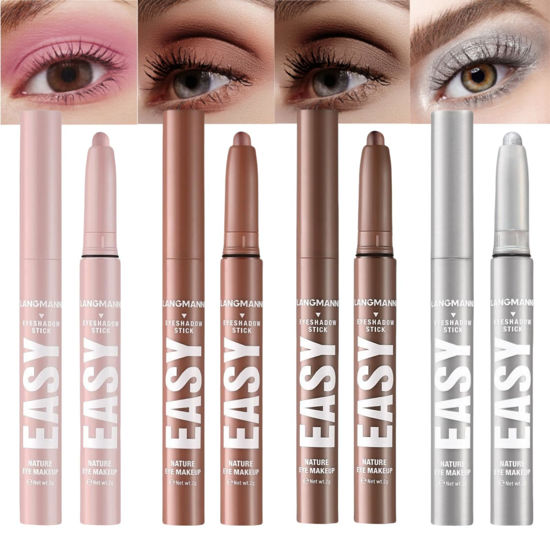 Picture of Jolilab Eyeshadow Stick Set, 4 Colors Matte Professional Bright-Colored Contouring and Highlight Eyeshadow Stick, Cream Eyeshadow Waterproof Long Lasting High Pigmented Eye Shadow. (4, 01+05+06+07)