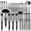 Picture of Makeup Brush Set, SOLVE 32 Pieces Professional Makeup Brushes Wooden Handle Cosmetics Brushes Foundation Concealer Powder Face Eye Make up Brushes Kit, Black